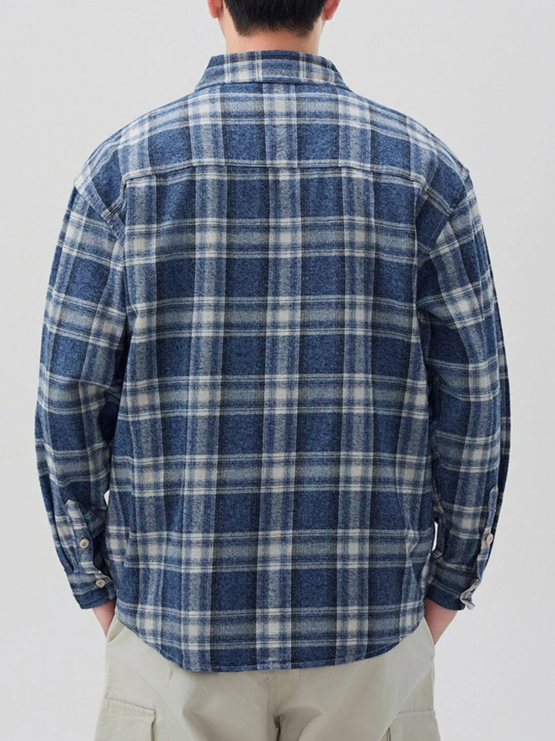 Men's Plus Size Plaid Button Up Long Sleeve Shirt - cas7m