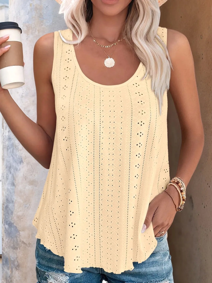 Eyelet Scoop Neck Tank - cas7m