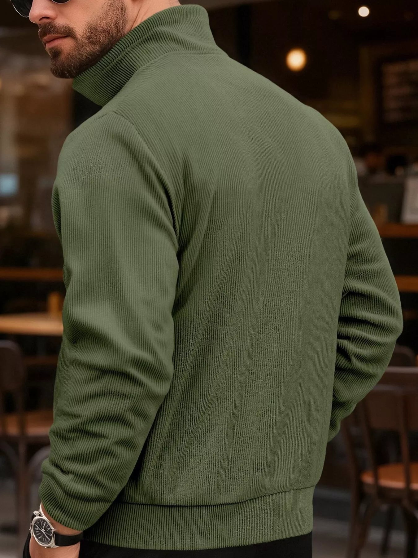 Men's Full Size Casual Corduroy Button-Down Jacket Plus Size - cas7m