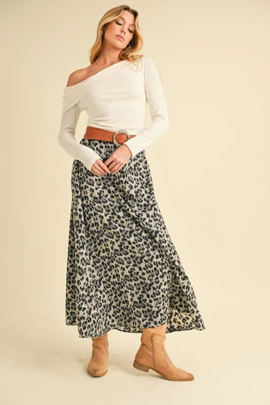 Aemi+Co Leopard Midi Skirt - cas7m