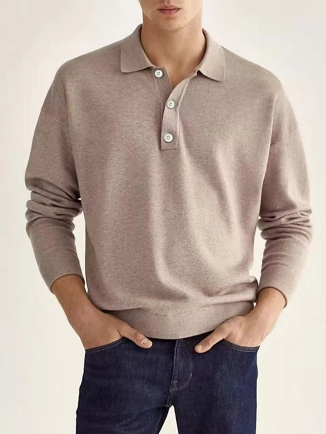 Men's Plus Size Long Sleeve Casual Polo Shirt - cas7m
