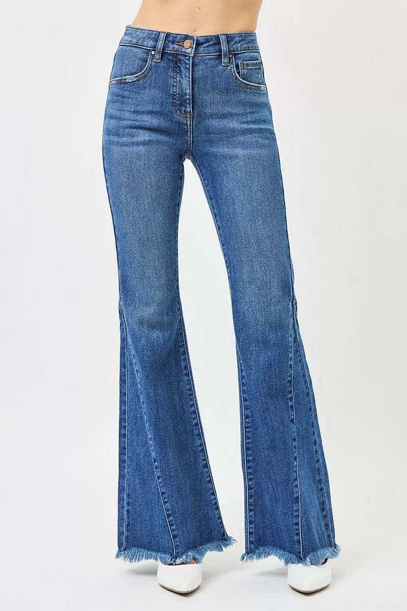 RISEN Mid Rise Flare Side Seam Detailing Jeans - cas7m