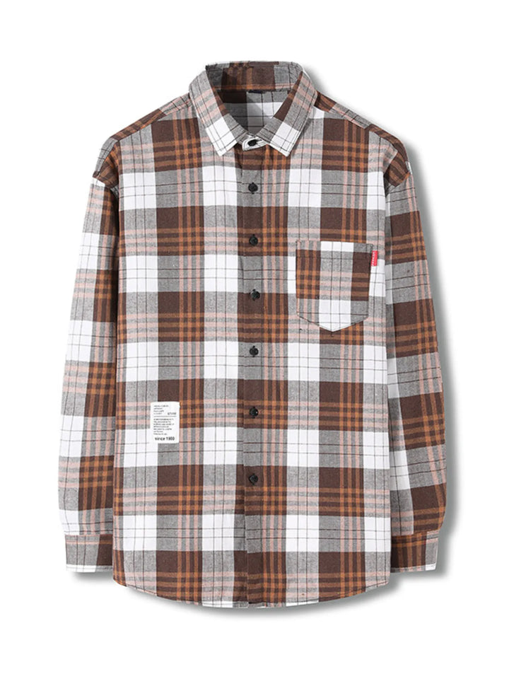 Men's Plus Size Classic Plaid Long Sleeve Shirt - cas7m