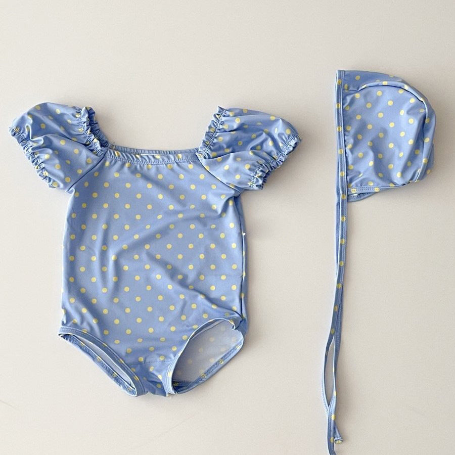 Girls' Baby Bubble Sleeve Printed One-piece Swimsuit - cas7m