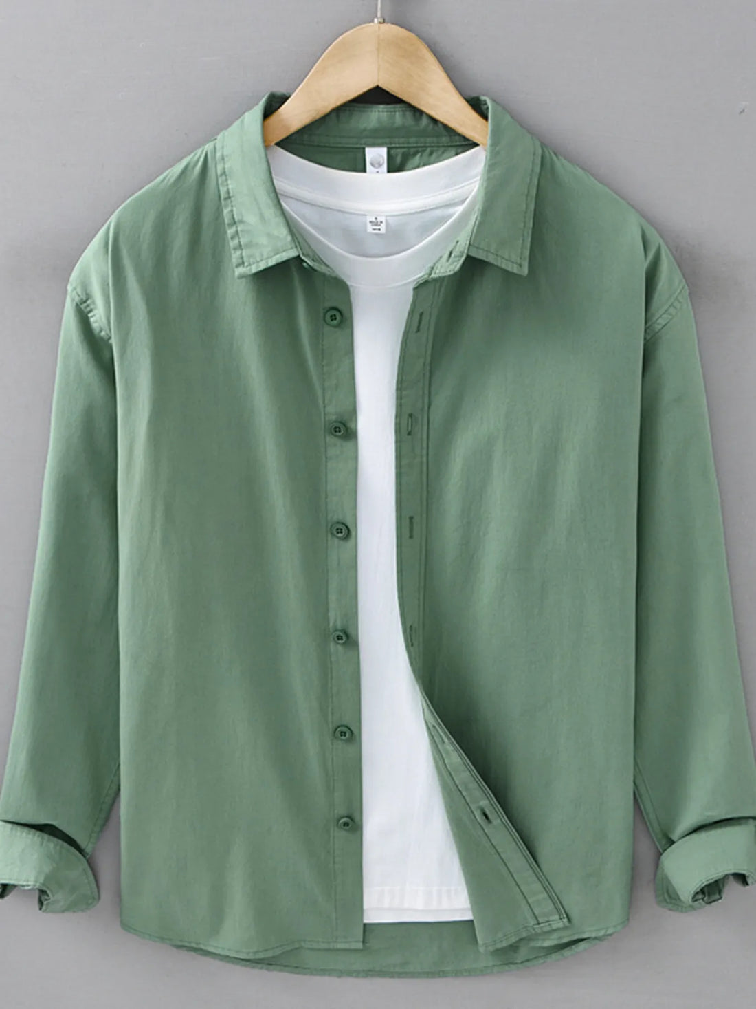 Men's Plus Size Button Up Long Sleeve Shirt - cas7m