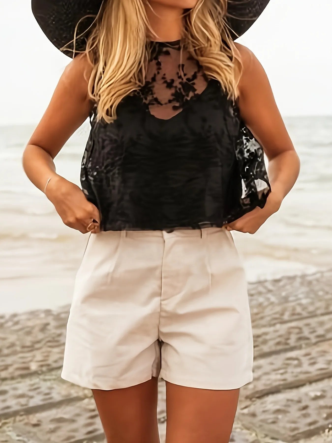 Lace Tie Back Tank - cas7m