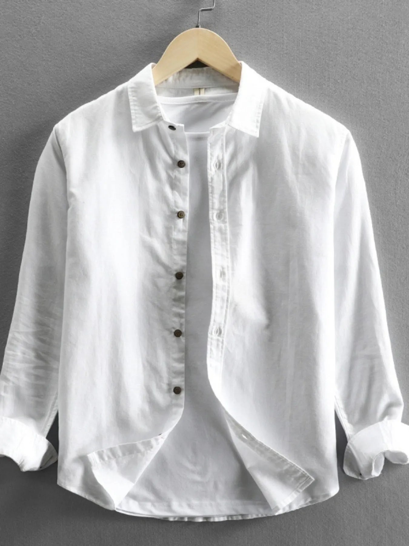 Men's Plus Size Button Up Long Sleeve Shirt - cas7m
