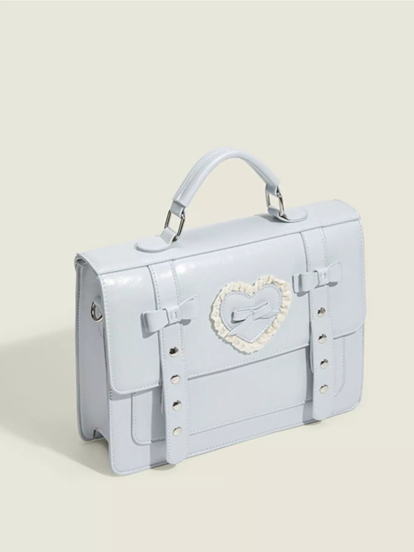 Heart Decor Buckle Backpack Bag - cas7m