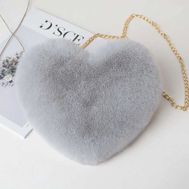 Love Bags For Women Plush Chain Shoulder Bags Valentine's Day Party Bag - cas7m