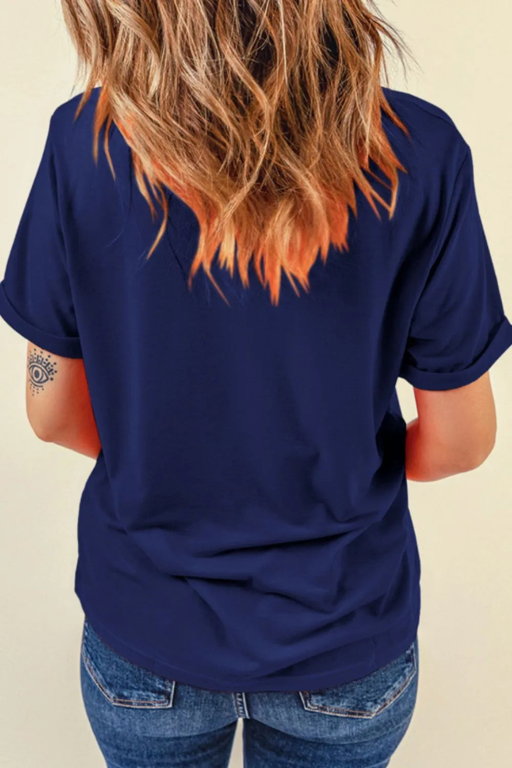 USA Letter Round Neck T-Shirt - cas7m