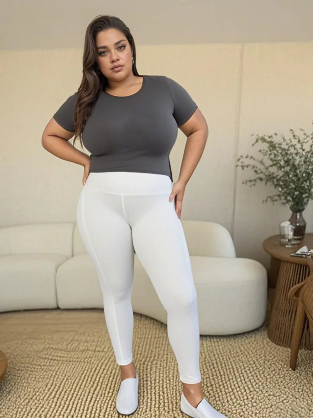 Wide Waistband Sports Leggings - cas7m