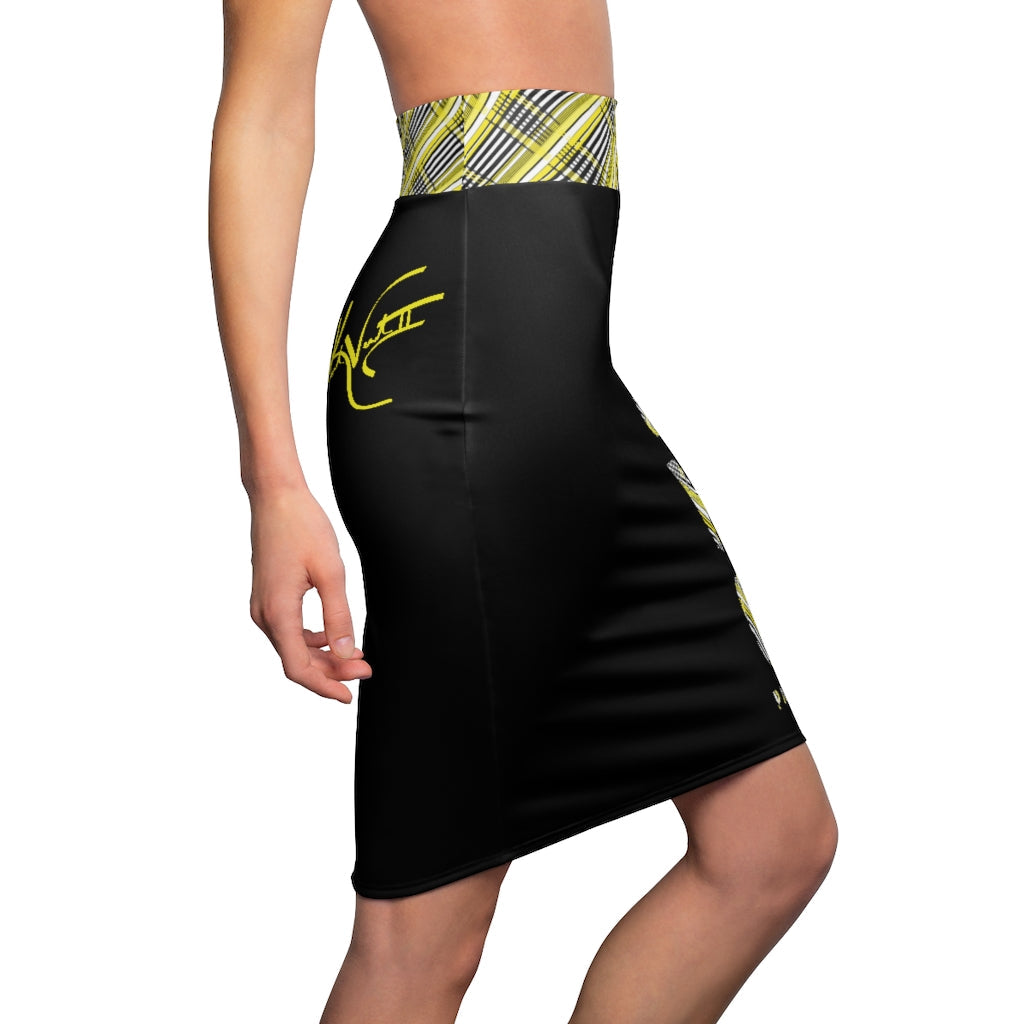 2882Sport™ Dark Academia Spellout Plaid Pencil Skirt