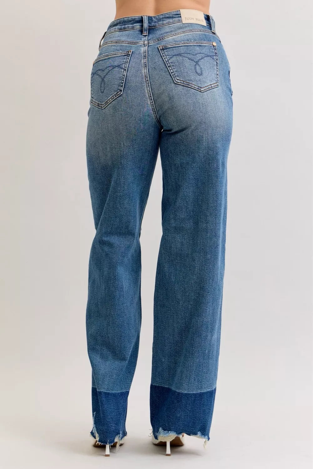 Judy Blue Raw Hem High Waist Column Straight Jeans - cas7m