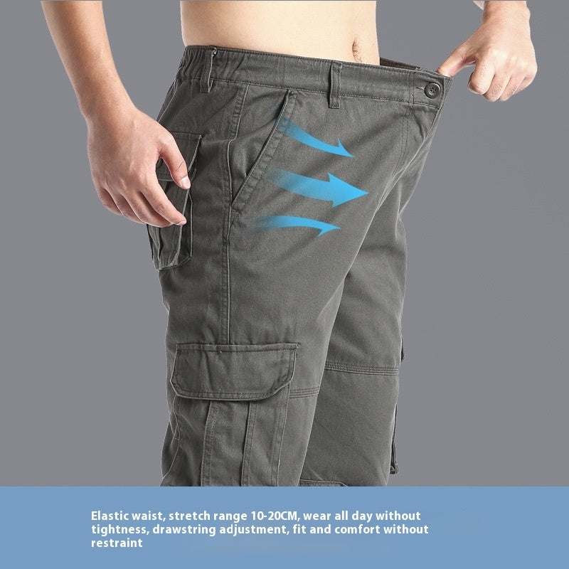 Cotton Multi-pocket Cargo Pants Men's Loose Wear-resistant Loose Outdoor Leisure - cas7m