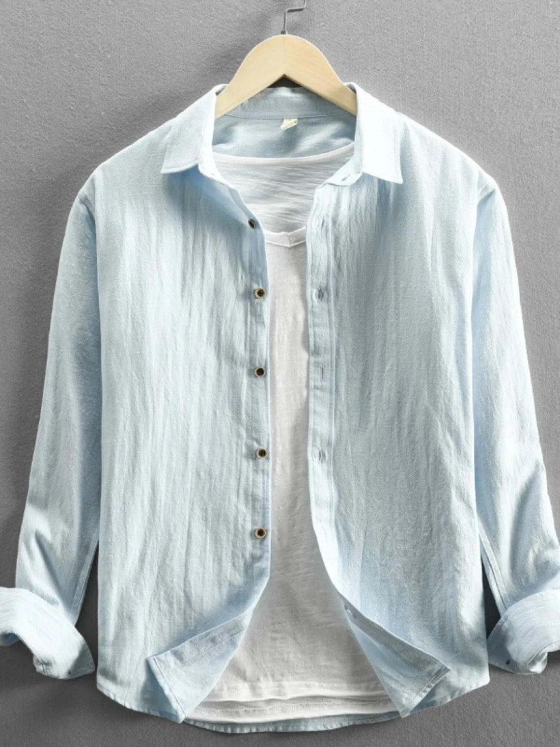 Men's Plus Size Button-Up Long Sleeve Shirt - cas7m