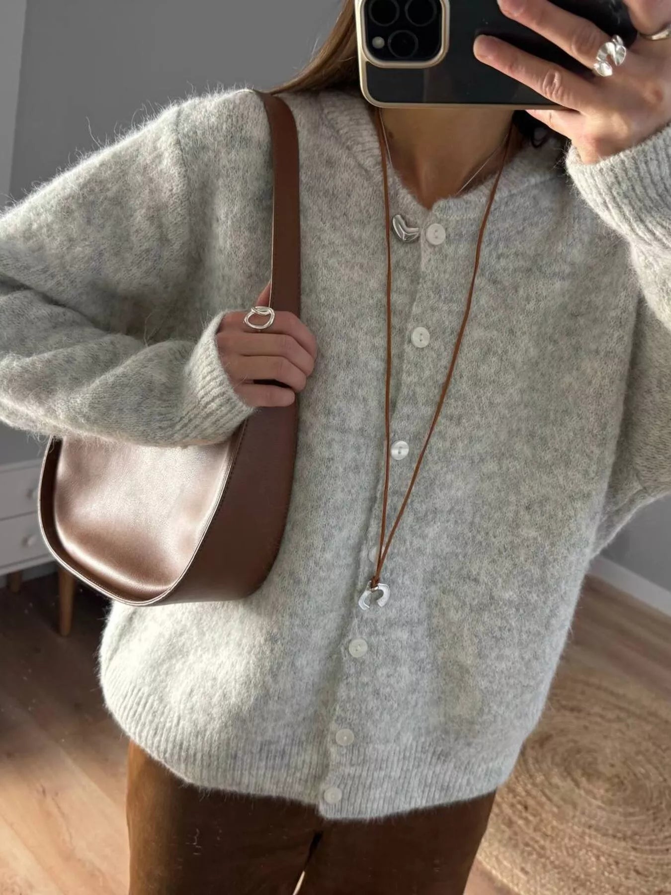 Button Up Long Sleeve Cardigan - cas7m