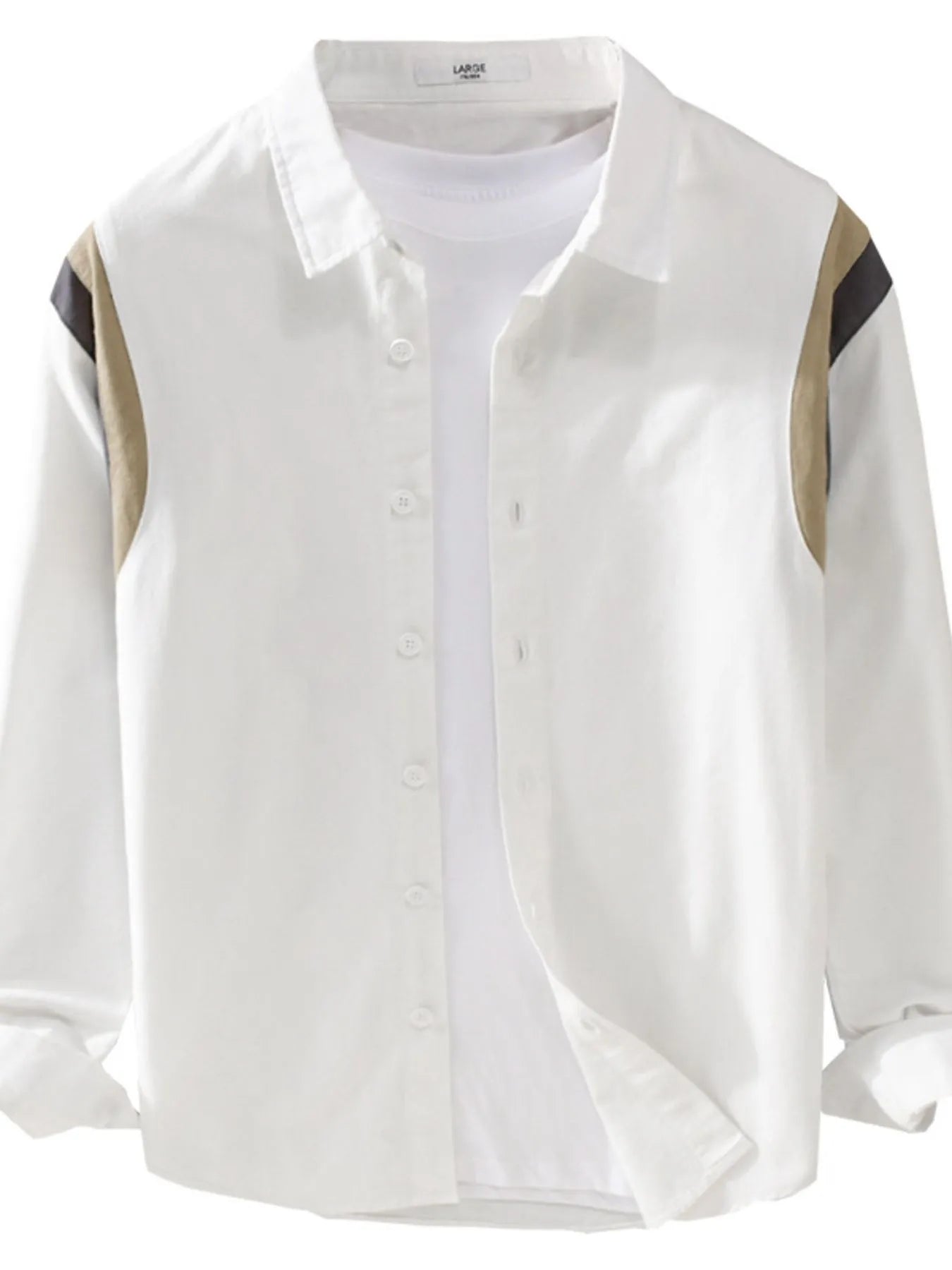Men's Plus Size Button-Up Long Sleeve Shirt - cas7m
