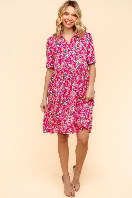 Haptics Johnny Collar Babydoll Dress with Side Pockets - cas7m