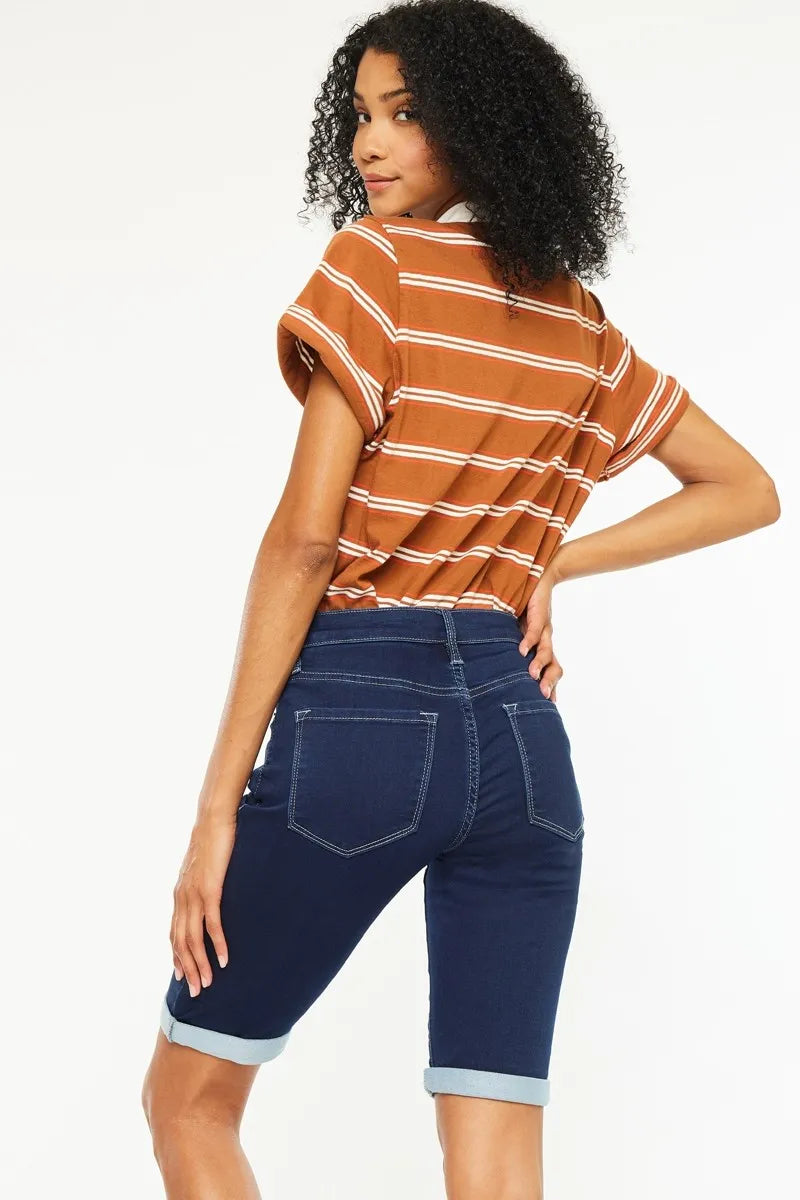 Kancan Mid Rise Bermuda Denim Shorts - cas7m