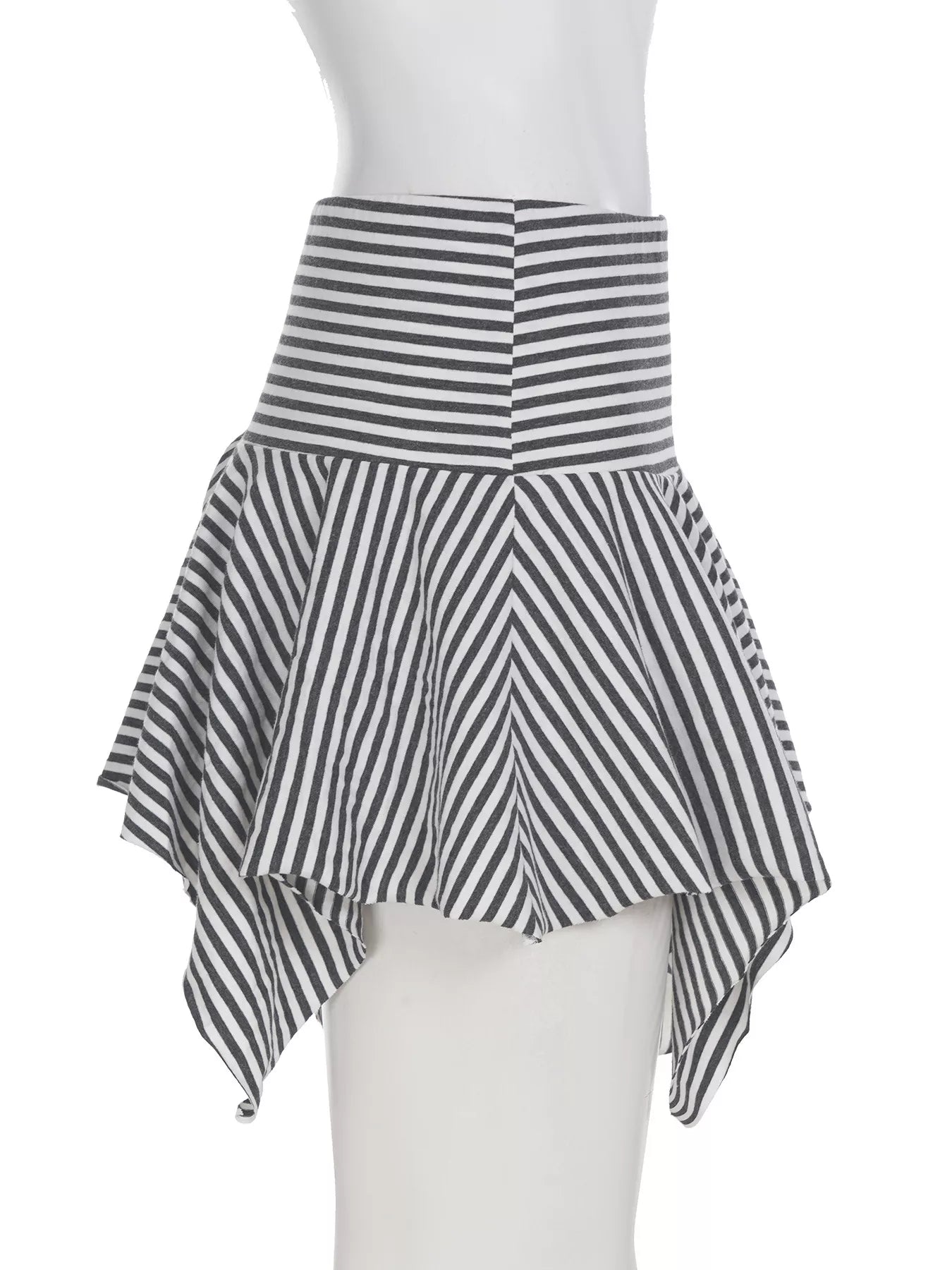 Striped Asymmetrical Hem Mini Skirt - cas7m