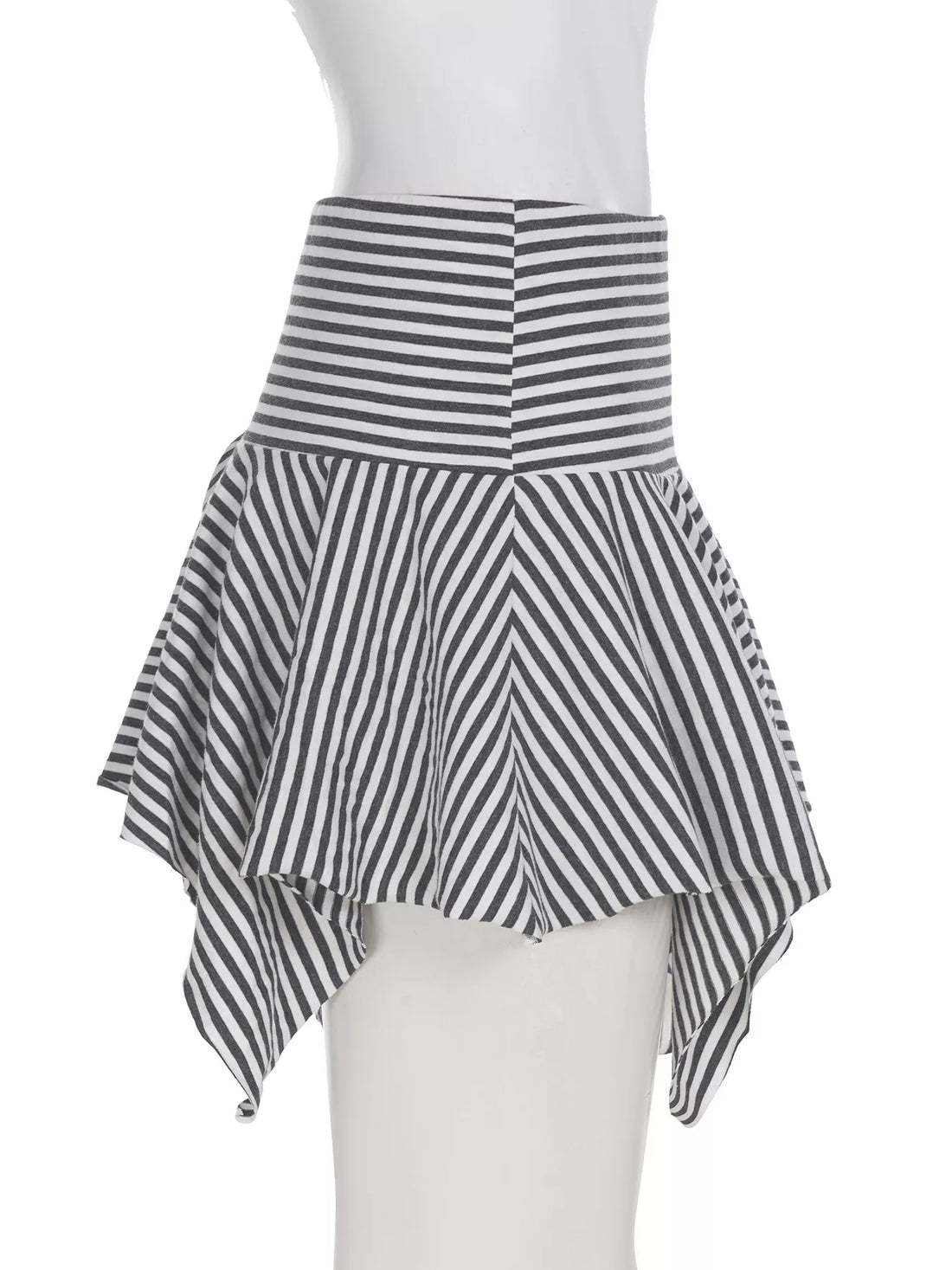 Striped Asymmetrical Hem Mini Skirt - cas7m