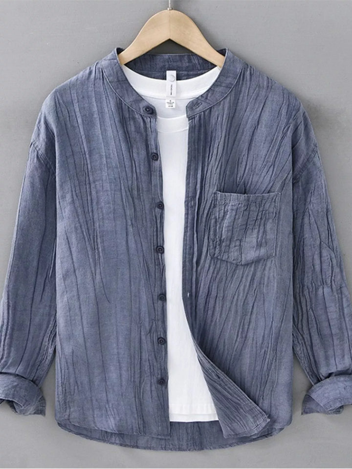 Men's Plus Size Button Up Long Sleeve Shirt - cas7m