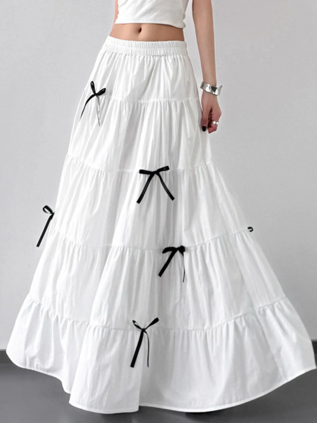 Tiered Bow Maxi Skirt - cas7m