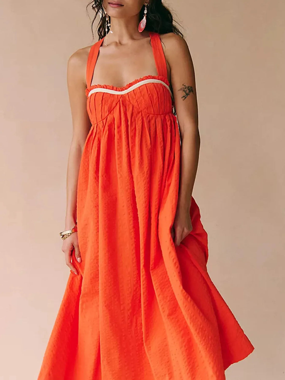 Sweetheart Neck Midi Dress - cas7m