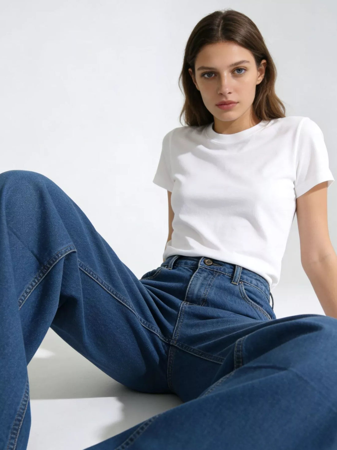 Wide Leg Washed Jeans - cas7m
