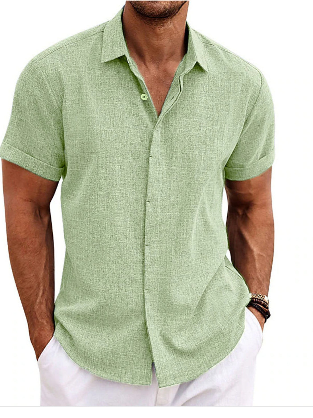 Men's Full Size Casual Short Sleeve Button-Down Shirt Plus Size - cas7m