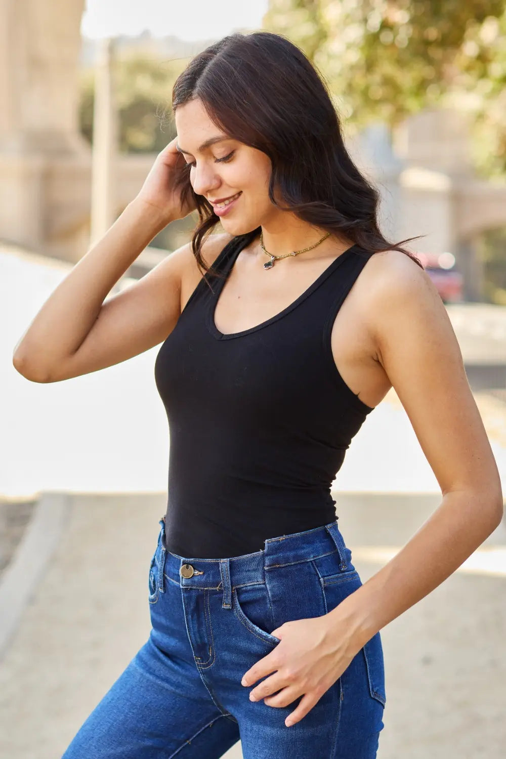 Zenana Racerback Tank Bodysuit - cas7m