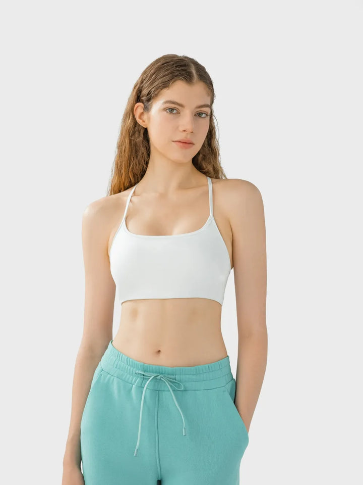 Millennia Crisscross Back Scoop Neck Active Cami with Detachable Chest Pads - cas7m