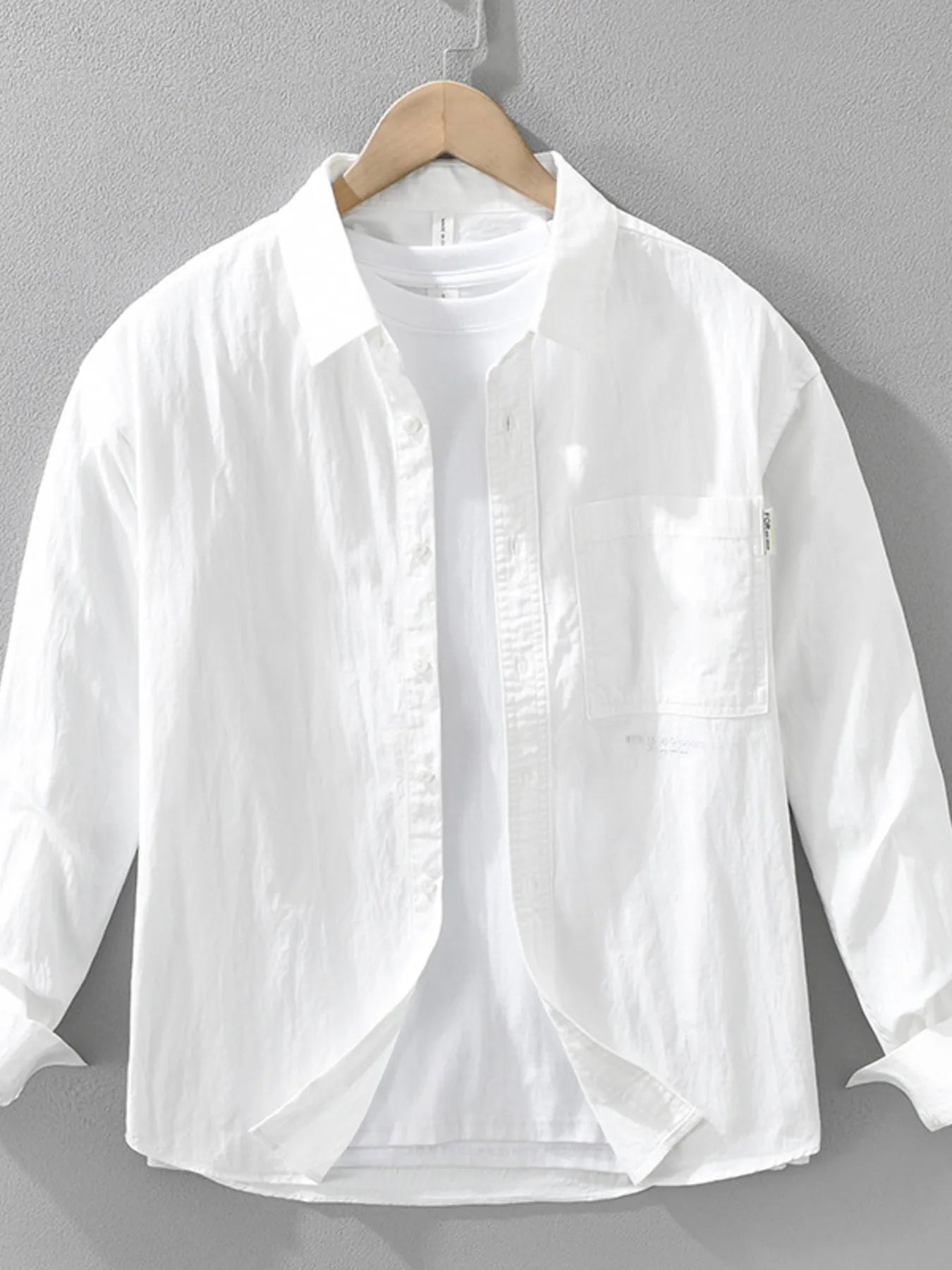 Men's Plus Size Button Up Long Sleeve Shirt - cas7m