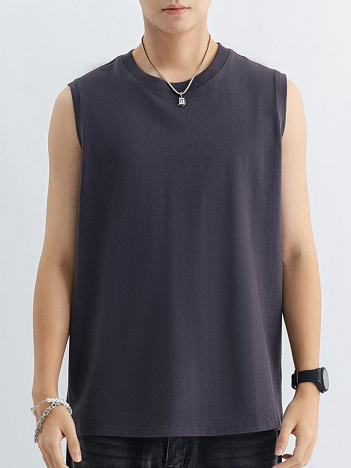 Men's Plus Size Round Neck Tank - cas7m