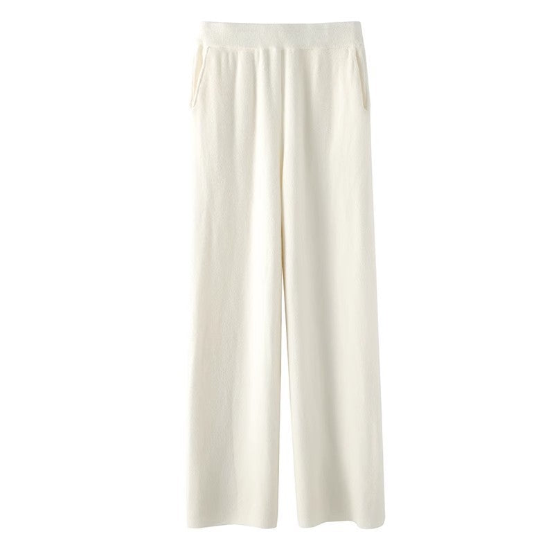 Women's Casual Wide-leg Wool Pants - cas7m