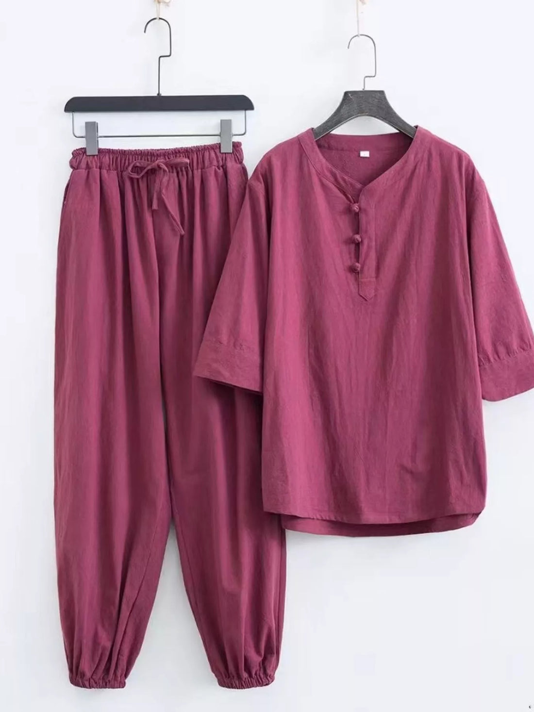 Men's Plus Size Chinese Style Top and Pants Set - cas7m