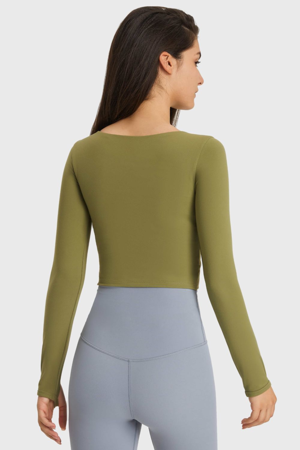 Millennia Cutout Long Sleeve Cropped Sports Top - cas7m