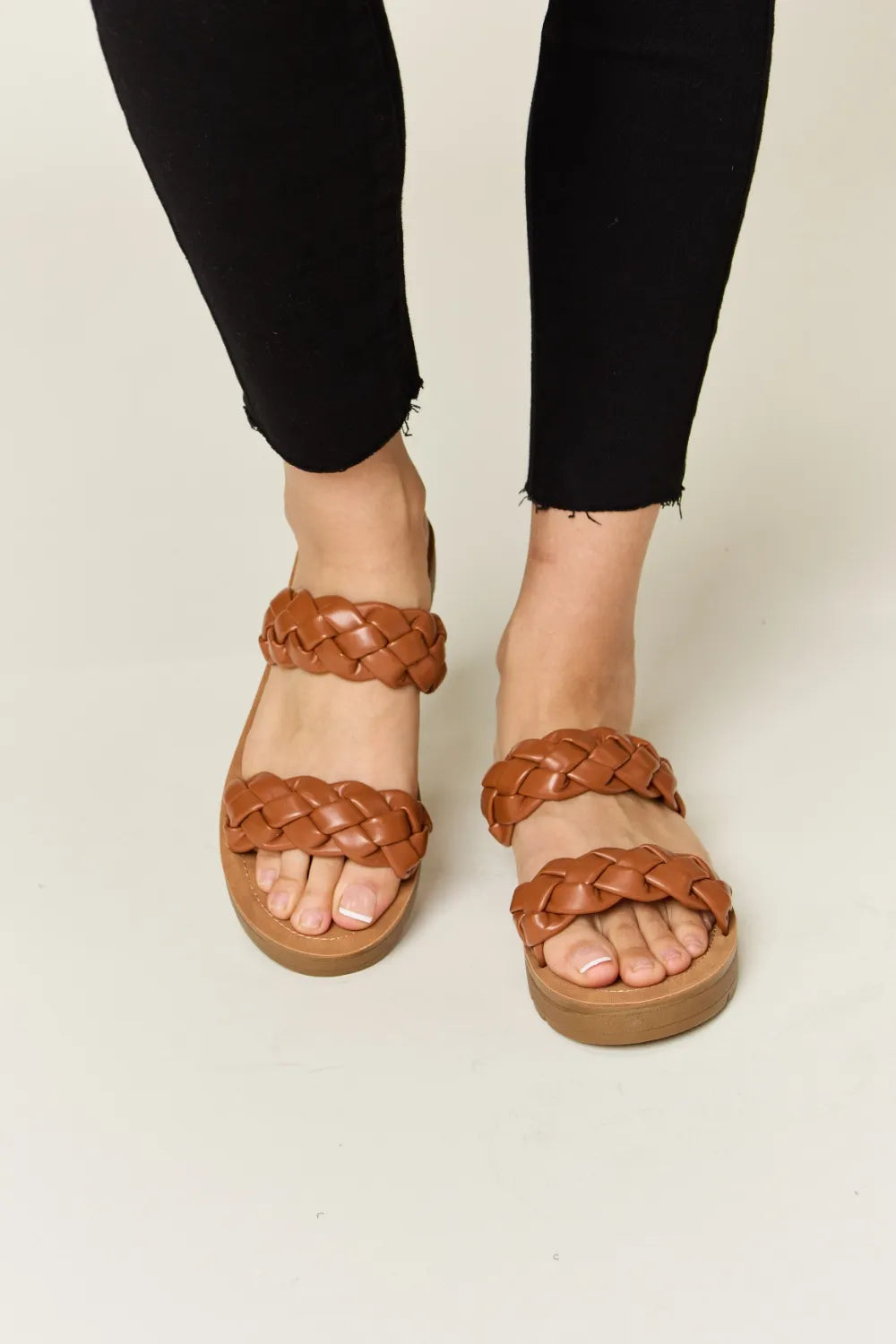 WILD DIVA Woven Dual Band Platform Sandals - cas7m