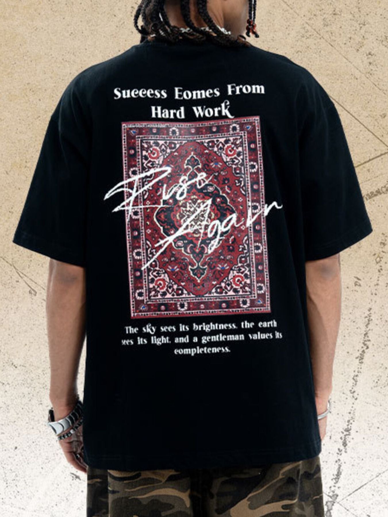 Men's Graphic Round Neck Oversized T-Shirt - cas7m
