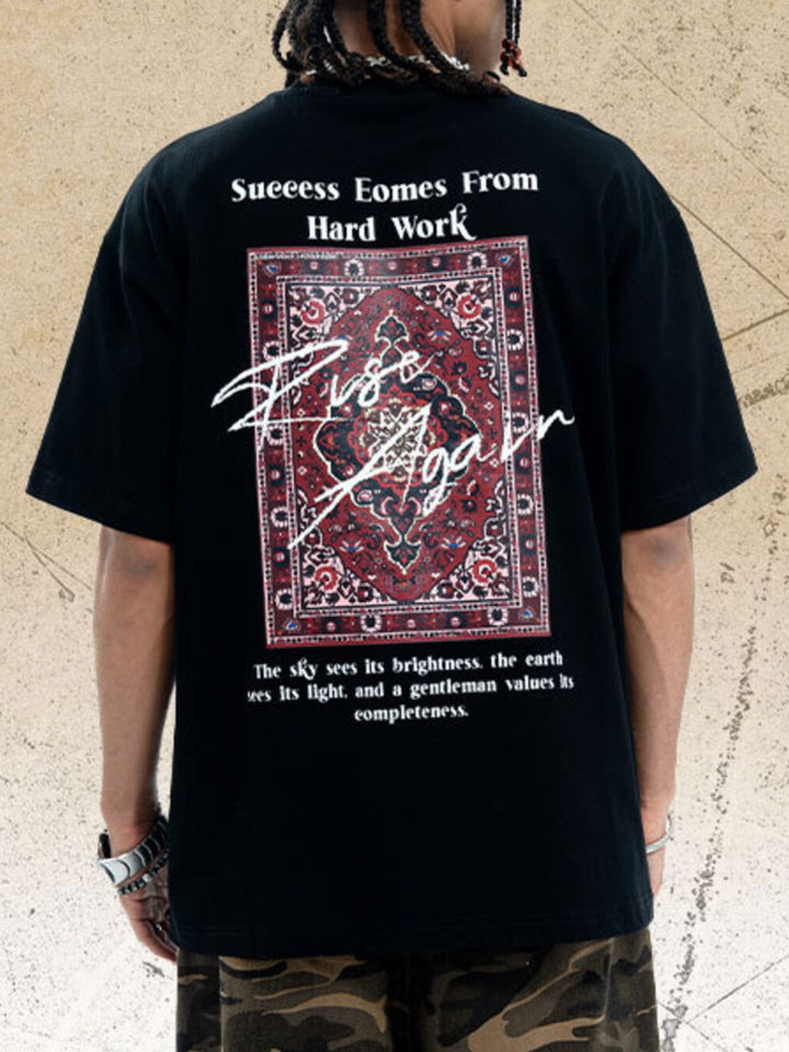 Men's Graphic Round Neck Oversized T-Shirt - cas7m