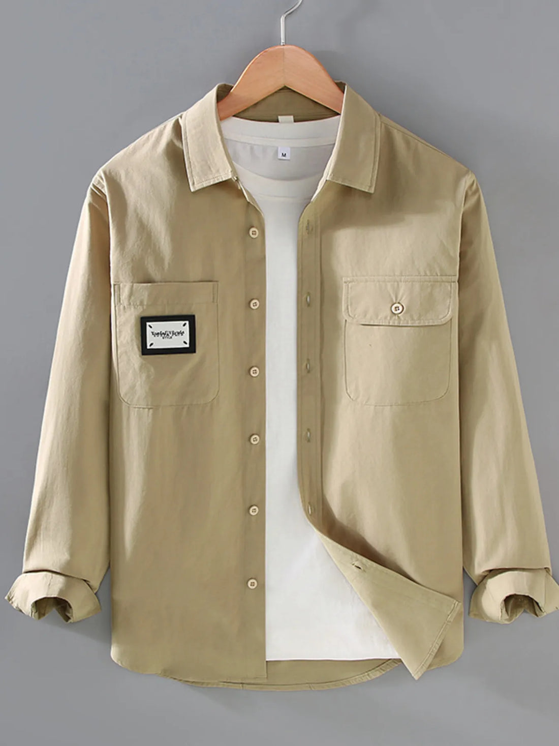 Men's Plus Size Button Up Long Sleeve Shirt - cas7m
