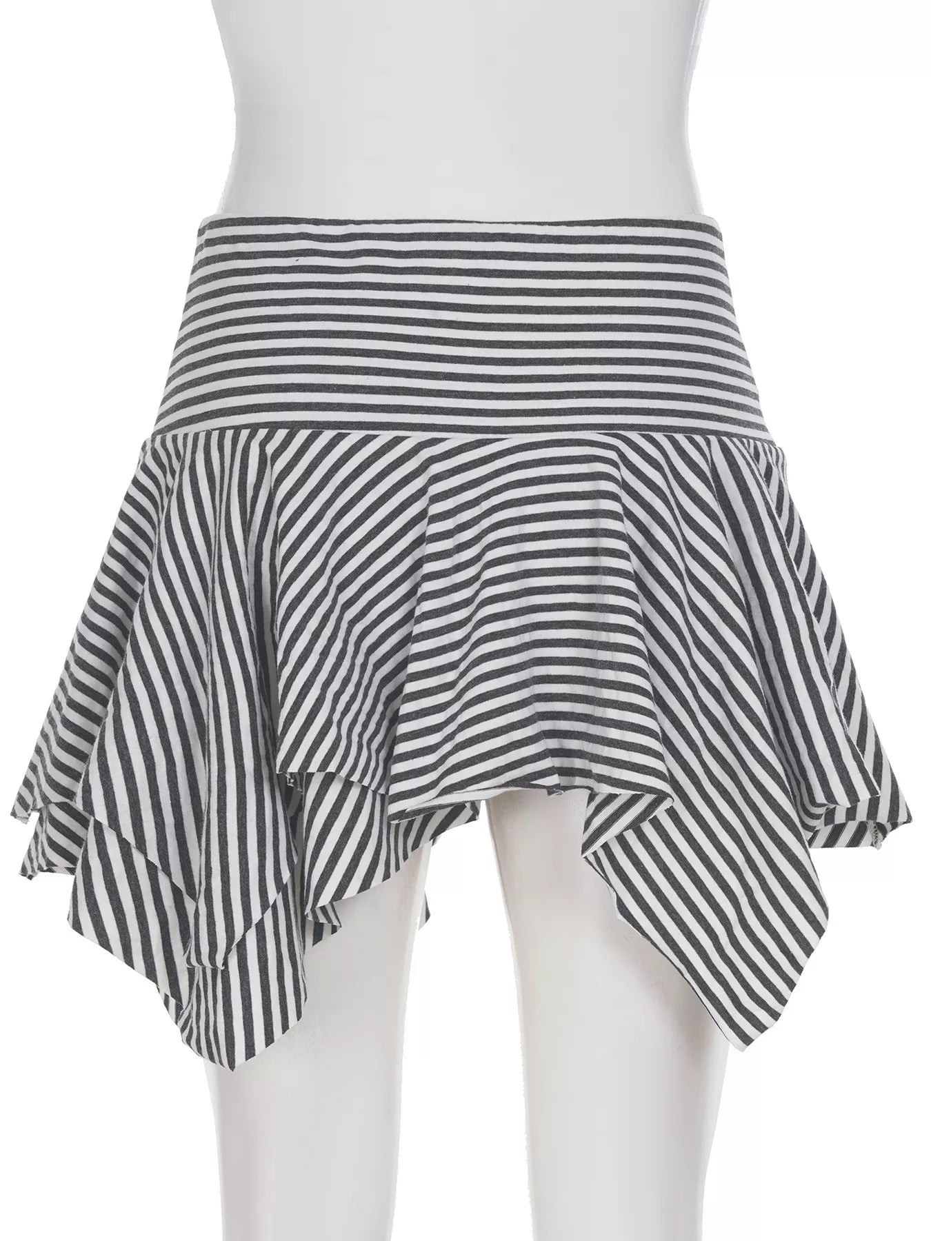 Striped Asymmetrical Hem Mini Skirt - cas7m