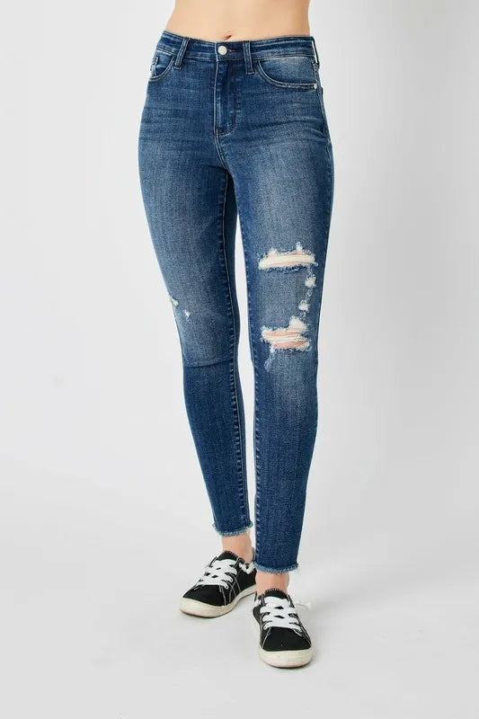 Judy Blue Full Size  High Waist Distressed Skinny Jeans - cas7m