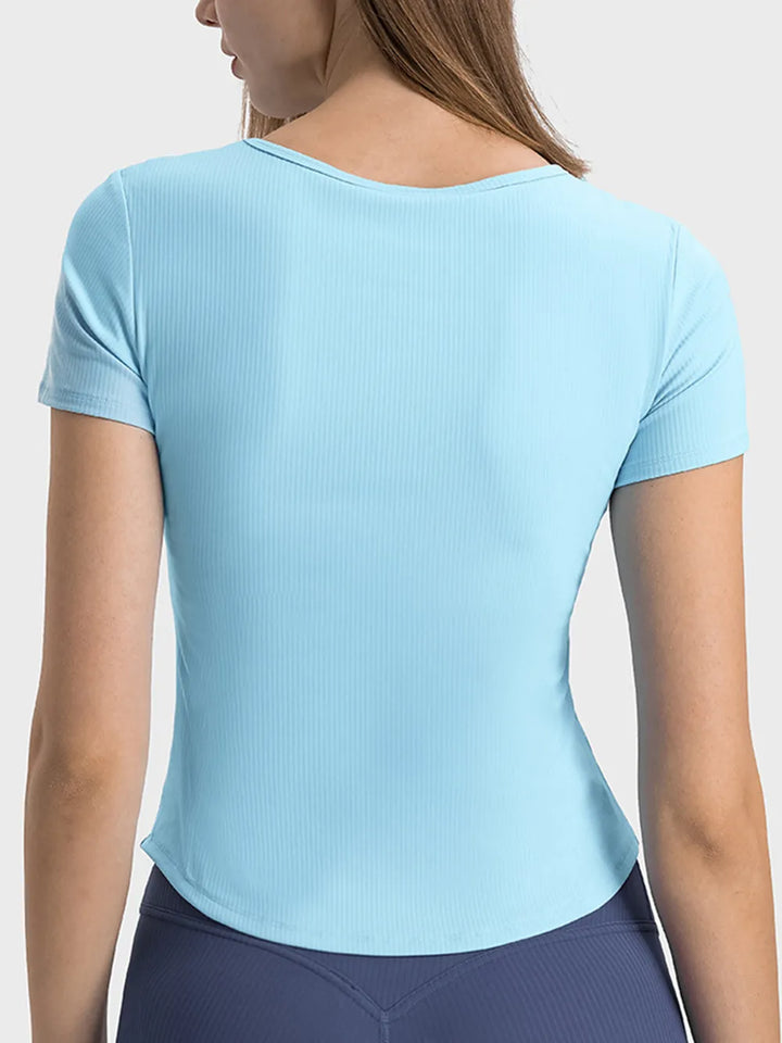 Millennia Notched Short Sleeve Active T-Shirt - cas7m
