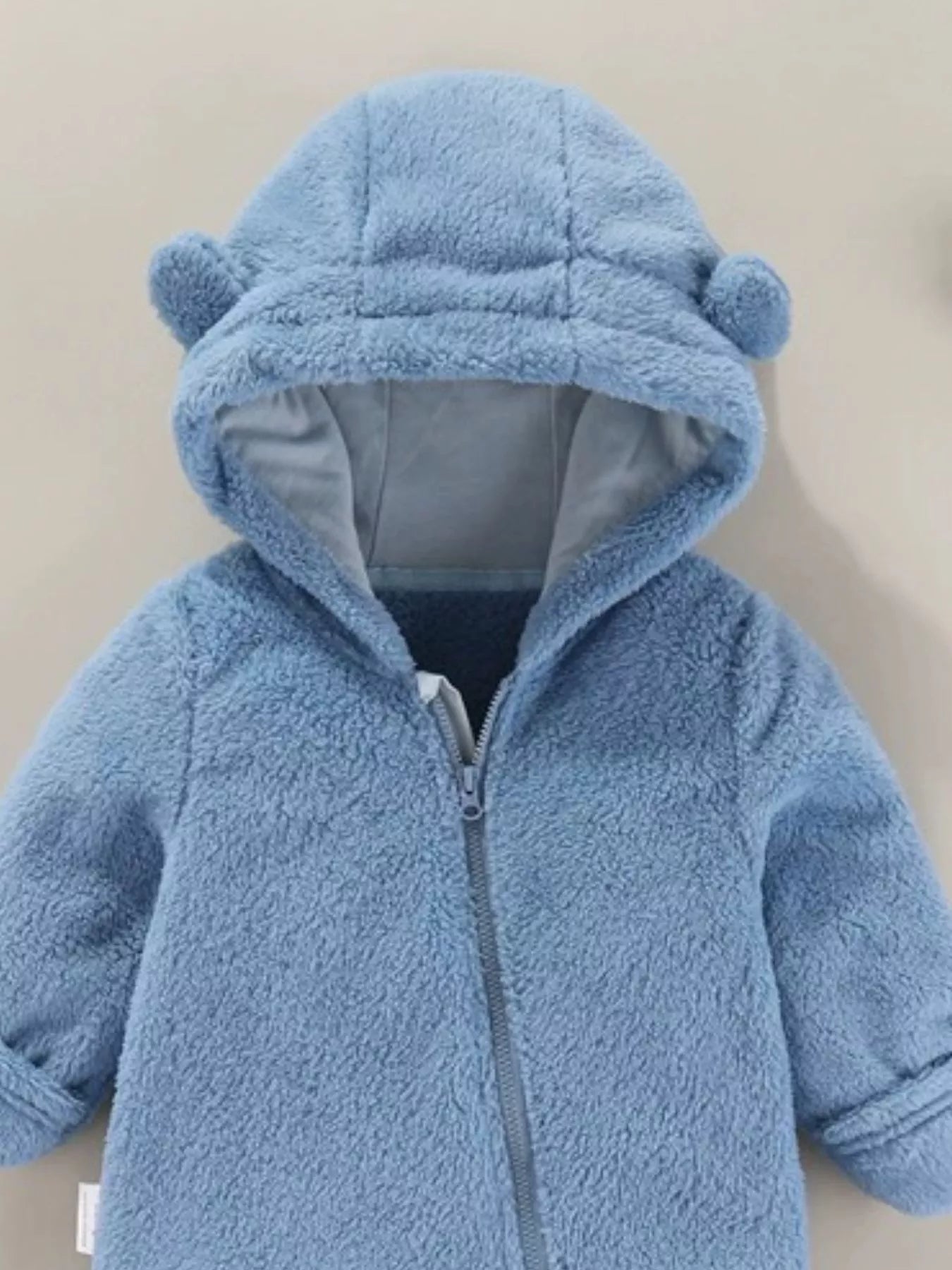 Children's Cozy Bear Hooded Fleece One-Piece - cas7m