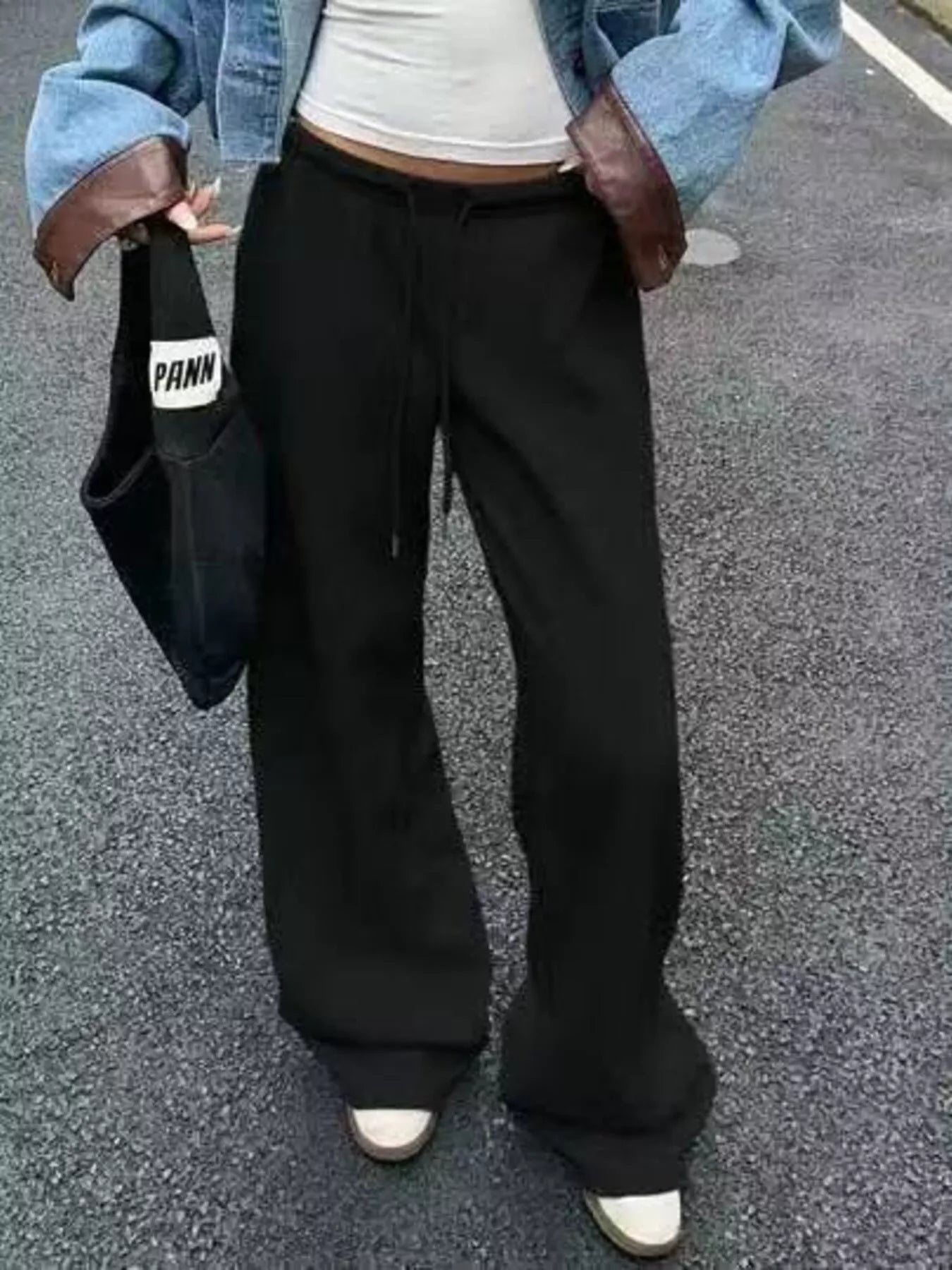 Wide Leg Drawstring Sweatpants - cas7m