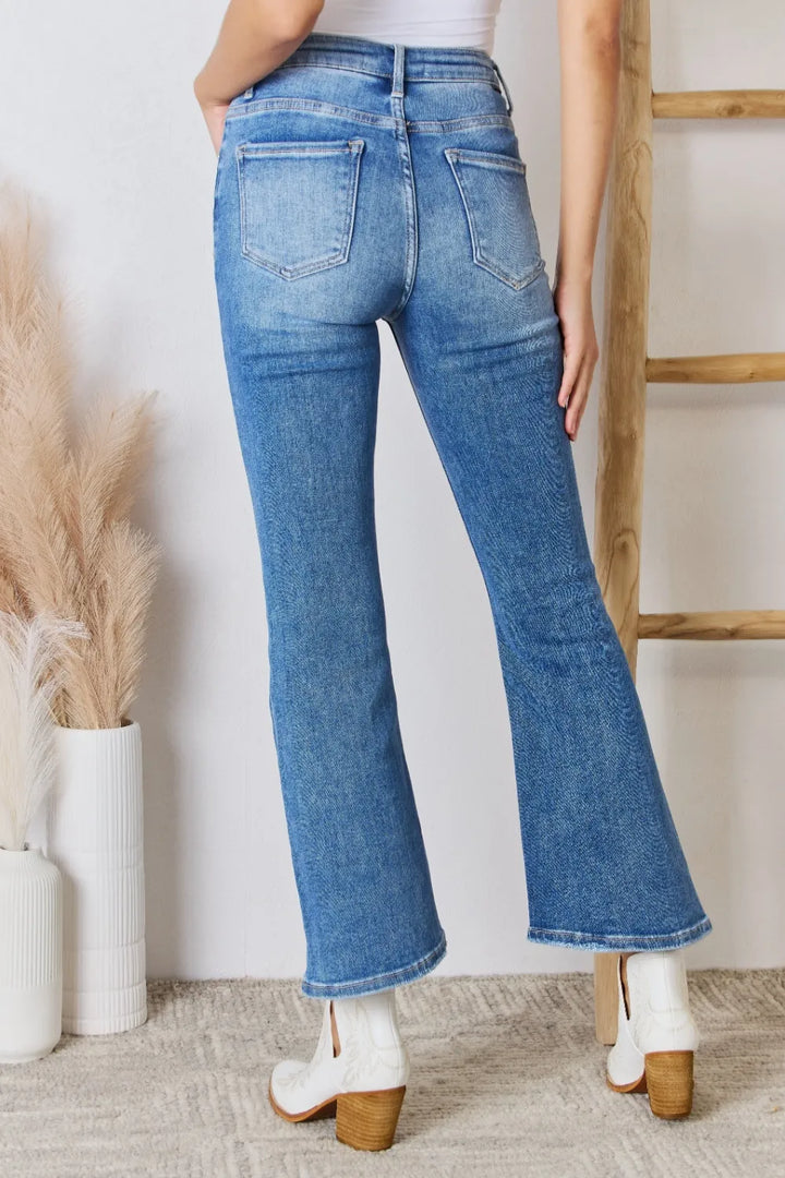 RISEN Full Size High Rise Ankle Flare Jeans - cas7m
