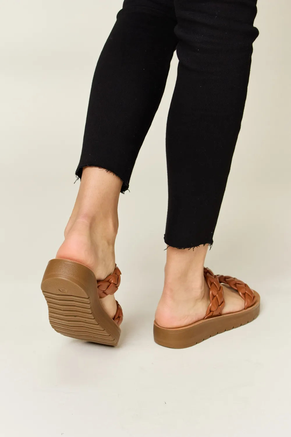 WILD DIVA Woven Dual Band Platform Sandals - cas7m