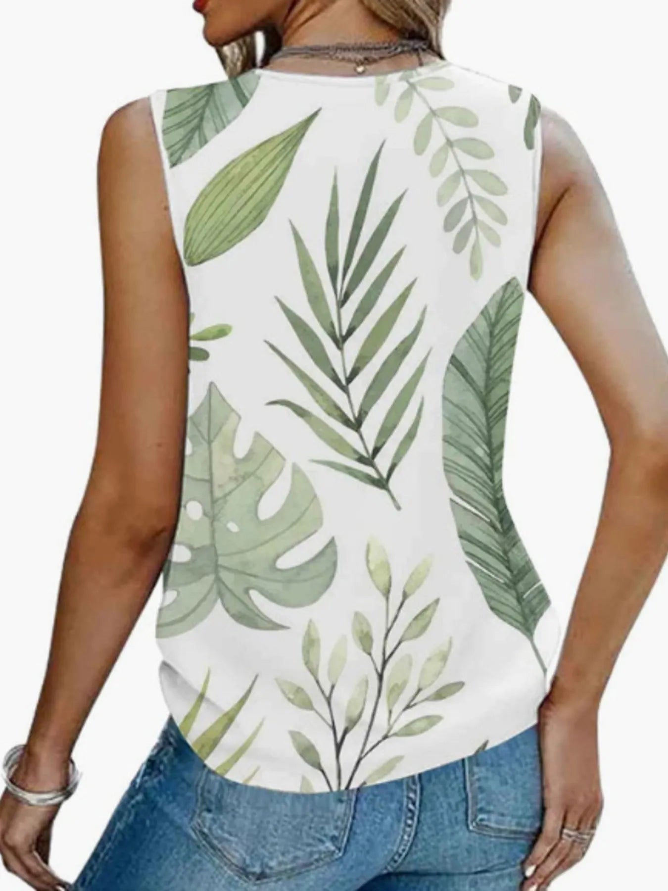 Printed V-Neck Tank - cas7m
