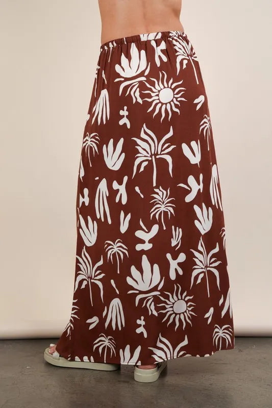 VERY J Printed Resort Midi Skirt - cas7m